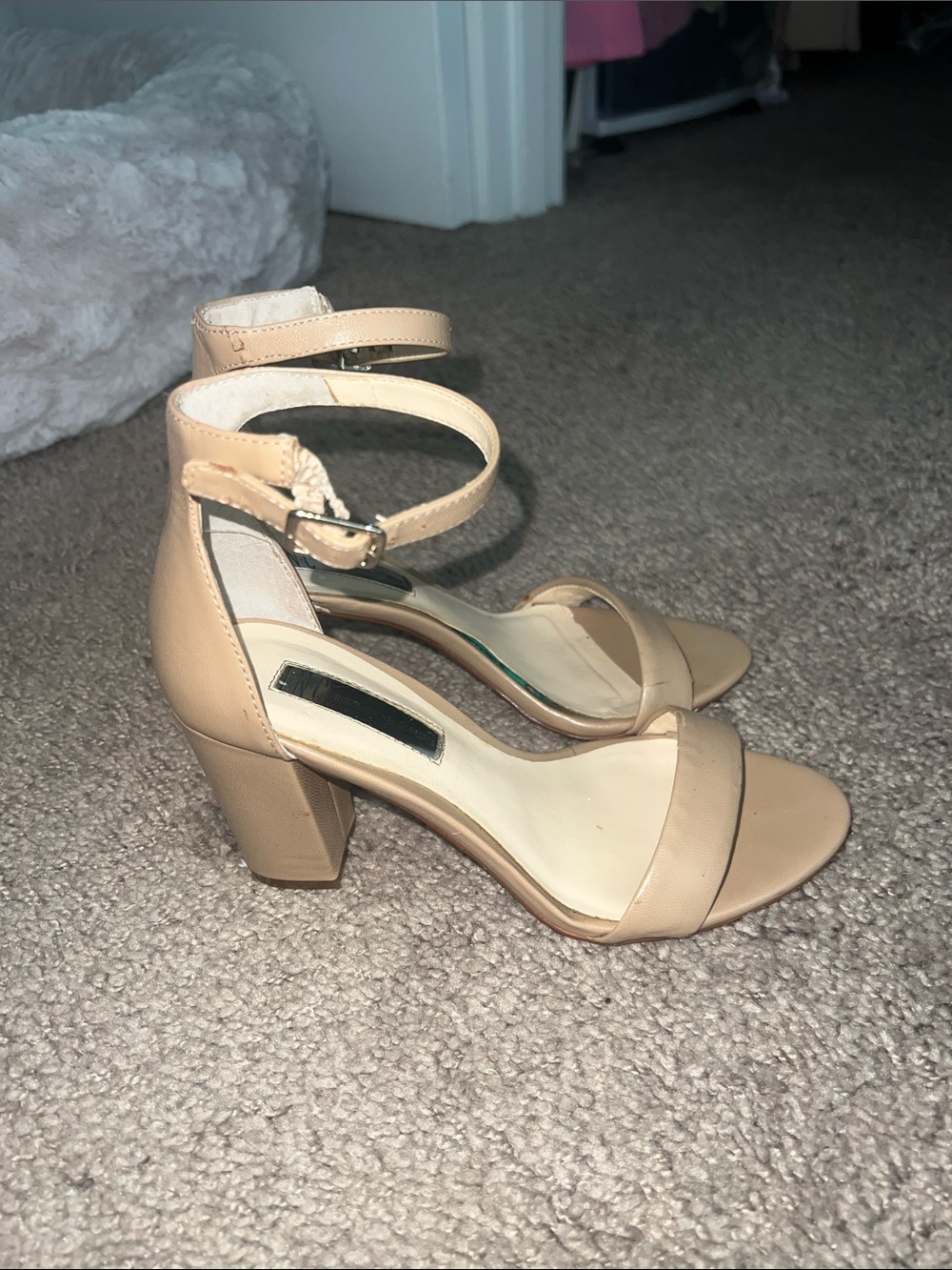 INC International Concepts Nude Ankle-Strap Block Heel Sandals